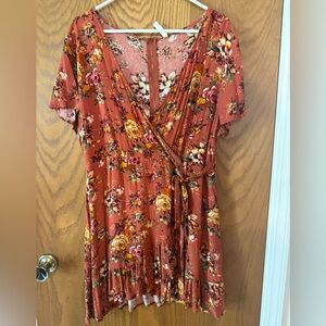 Xhilaration Burnt Orange Flutter Sleeve Sundress